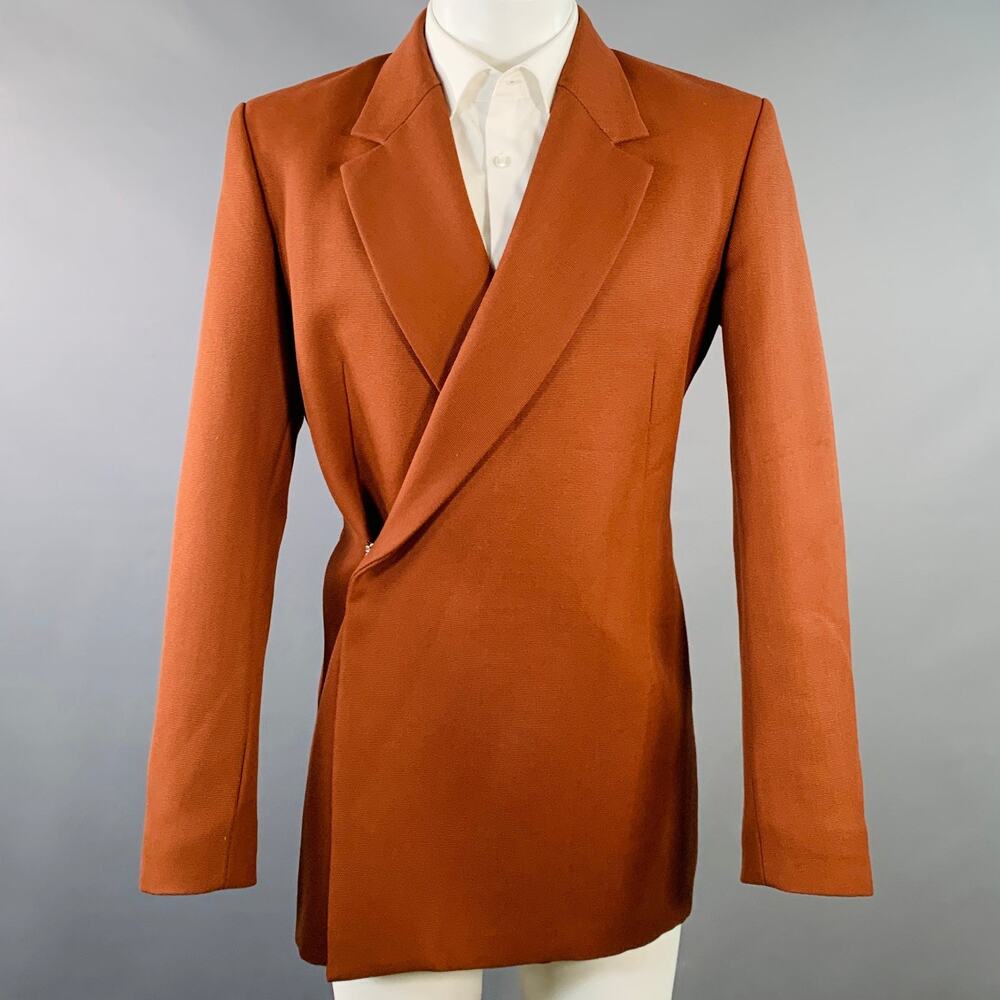 EGONLAB Size 40 Rust Brown Wool Hook Eye Notch Lapel Sport Coat
